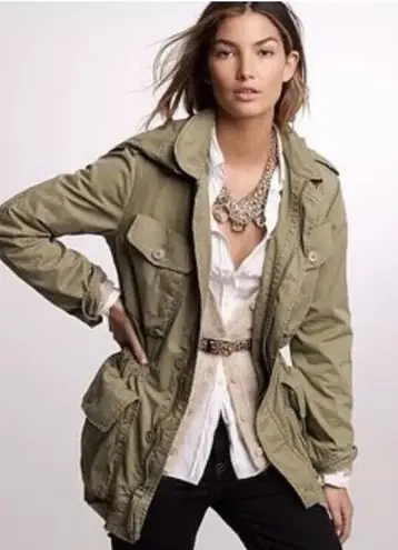 J. Crew Boyfriend Fatigue Military Parka utility Jacket S Green