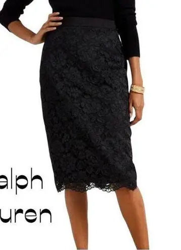 Ralph Lauren Lauren  Sheer Black Lace Party Event Pencil Skirt NWT Size 4