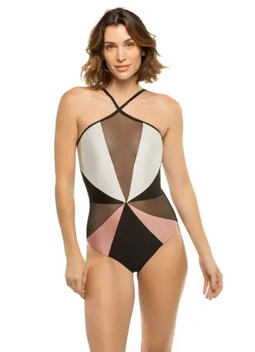 PatBO Colorblock Halter One Piece in Black white Small New Womens Swimsuit