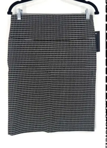 NWT Ashley Blue Stretch Pencil Skirt Black & White Geometric Dot Large Petite