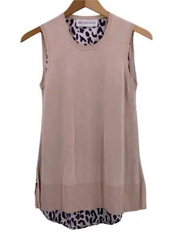 Derek Lam 10C Beige Cashmere Blend Leopard Silk Back Sleeveless Sweater Size XS
