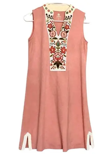 Spartina 449 Cordelia Blossom Embroidered Pink Coral Dress Size Medium Boho