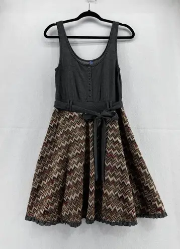 Free People  dress Gray Top with Chevron Knit Bottom Mini Dress M