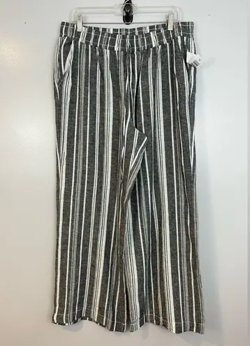 Briggs New York NWT Briggs Grey/White Linen Blend Striped Drawstring Waist Pants Size XL