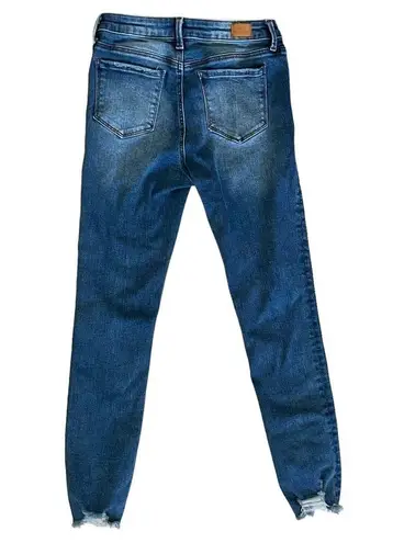 Simple Society Eco-Friendly Distressed Straight Leg Cropped Denim Blue Jeans