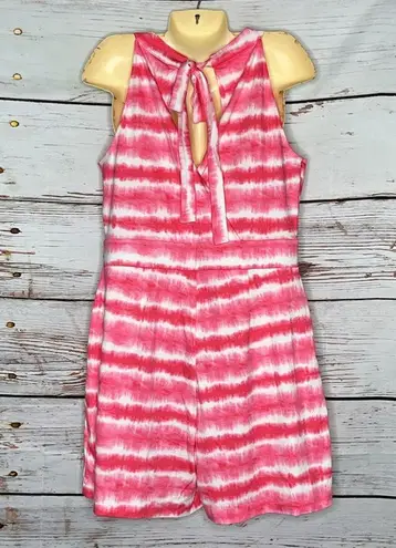 New York & Company NWT Size XL Pink & White Tie Dye One Piece Shorts Romper
