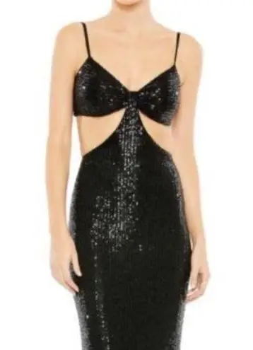 Mac Duggal NWT NEW Cutout Waist Sequin Dress Black Maxi Cocktail Size 2