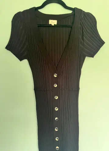 Luna Black Button Down Midi Dress