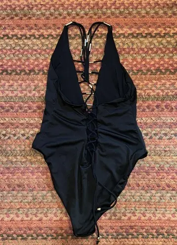 Tinibikini BLACK SEXY CUT OUT ONE PIECE BIKINI SILVER DETAIL