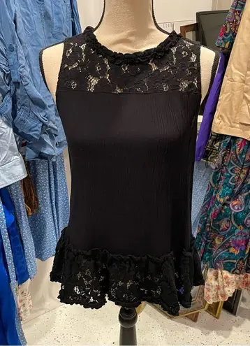 Ro & De Y2K style lace crinkle sleeveless top boho ribbed goth whimsy fairy