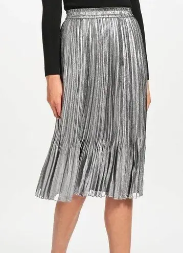 Scotch & Soda Women's Dark Silver Pewter Metallic Pleated Flair Skirt - S EUC