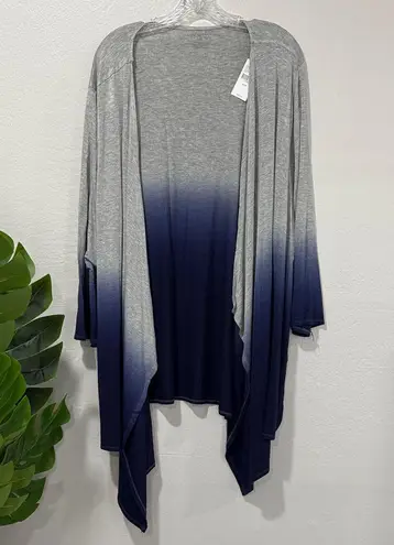 Lane Bryant NWT  open front Gray and Blue Ombre dip dye Cardigan plus size 26/28