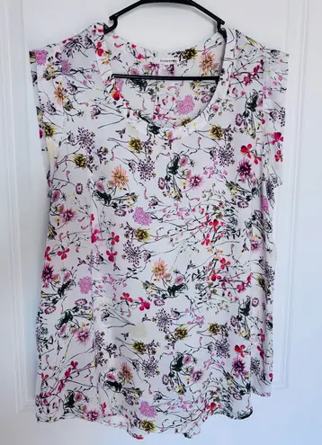 Pleione NORDSTORM cap sleeve floral wildflower print blouse size large