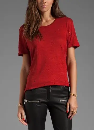 IRO | Clay Distressed Maroon Linen Tee XS