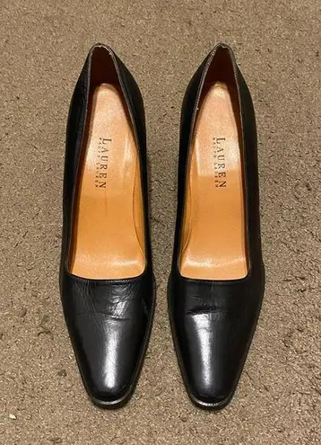 Ralph Lauren Lauren  LRL Black Leather Pumps Heels Size 10 10B