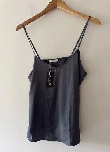 NEW!! Ekouaer Charcoal Gray Silky Satin Cami Sleep Lounge Top