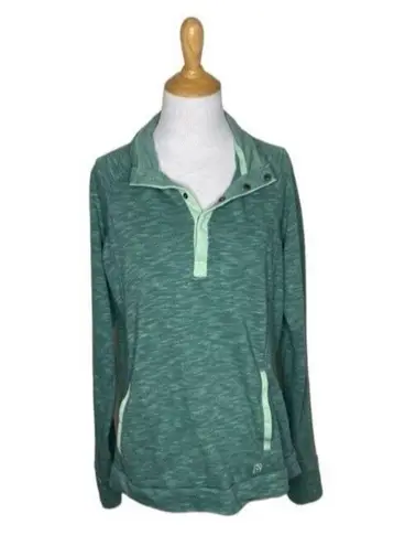 Avalanche Sweatshirt Green 1/4 Snap Pockets Cotton Camp Hike Size Large Womens