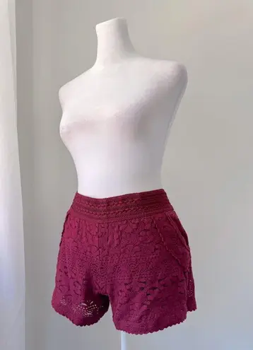 Justice Cranberry Colored Crochet Shorts