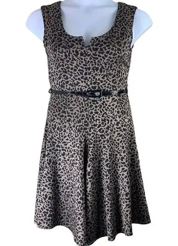 Papillon  Size Small Dress Fit Flare Animal Print Sleeveless Belted