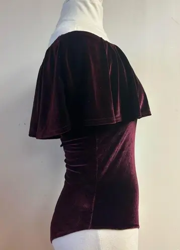 Lavender Field Burgundy Velevet Off the Shoulder Bodysuit size M