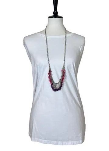 Coldwater Creek Necklace Earring Set Beaded Hot Pink Purple Gold 18/20” Length