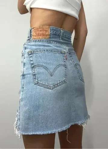 Levi's 559 Vintage Custom Reworked Distressed Denim Mini Skirt Size 24/25