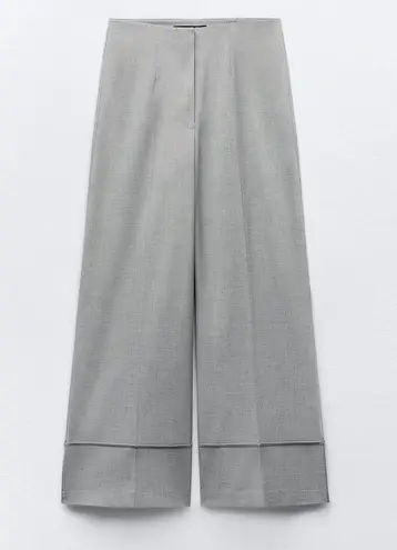 ZARA NWT  WIDE LEG PANTS WITH TURNED-UP HEM. Size small