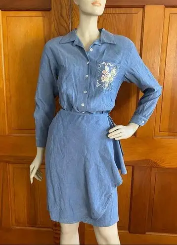 carole little Vintage 90s Chambray Wrap Dress XS/S