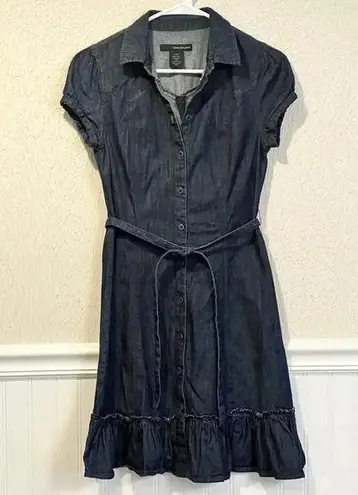 Calvin Klein Jeans dark denim button up dress size small Blue