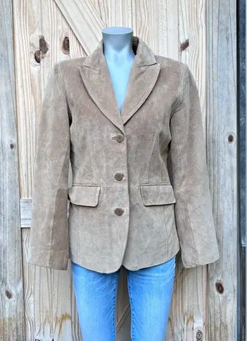 Vintage St Johns Bay Tan Washable Suede Boho Blazer Jacket~S~