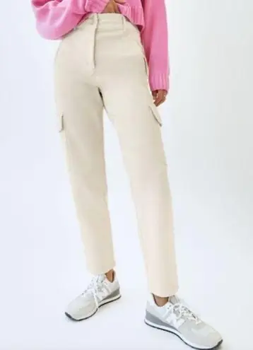 Wilfred Aritzia Cream Modern Cargo Utility Denim Pants Size 4