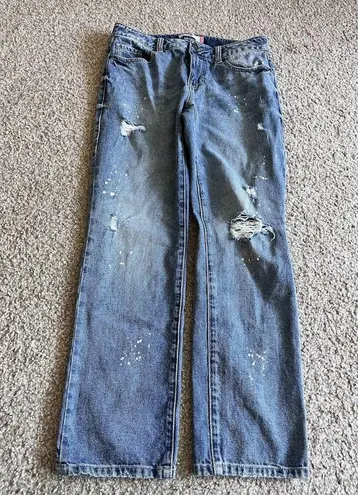 CAbi  Jeans 4 Womens Blue Pants Mid Rise Stretch Boyfriend Paint  Relaxed