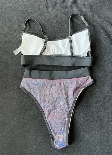 galaxy glitter high waist bikini set Size M
