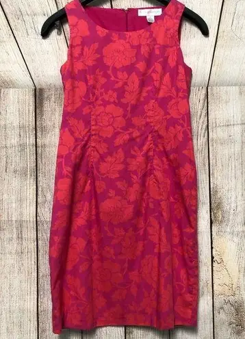 Petite Sophisticate Pink & Orange Floral Business Casual Dress