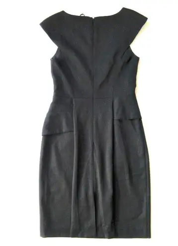 Black Halo NWT Dame in Black Peplum Side V-neck Tailored Stretch Sheath Dress 6