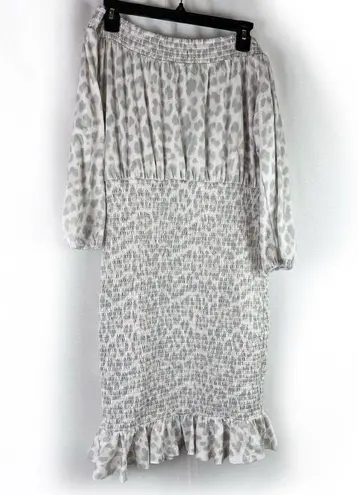 BAE the Label Maternity Gray Leopard Print Off Shoulder Ruched Dress Small Size undefined