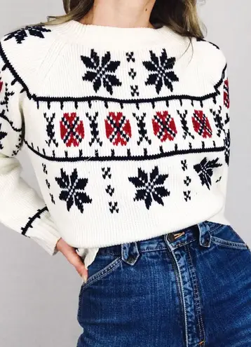 Vintage Fair Isle Crewneck Sweater | Size M White Size M