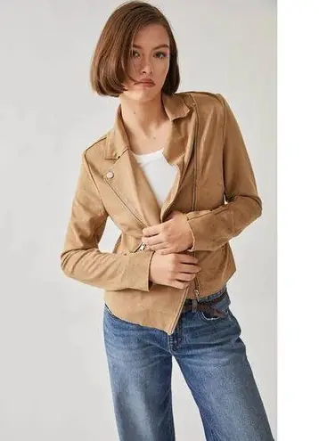Evereve | XL | Cropped Jacket Women's Cardigan Blazer Camel Faux Suede Moto