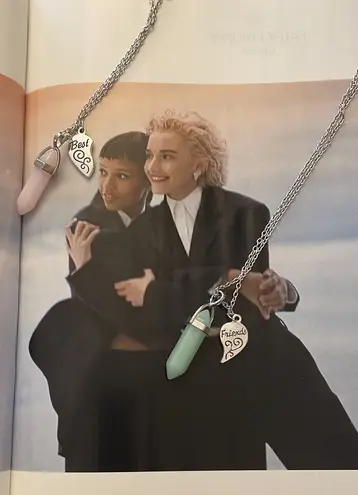 Silver Heart Best Friend Crystal Stone Necklaces