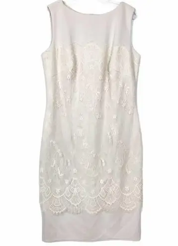 Tadashi Shoji Cream Lace Overlay Sheath Dress