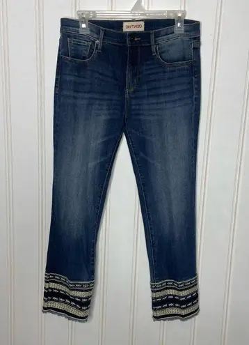 Driftwood Colette Cropped Jeans with Embroidered Hem Sz 28