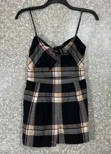 Club Monaco Women's Abani Black Plaid Sleeveless Romper - Size 2 - Twee Preppy