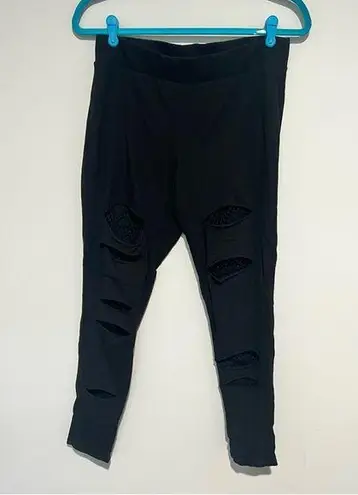 Torrid  Black Distressed Mesh Fishnet Stretchy Leggings Pants Plus Size 1 thumbnail 1