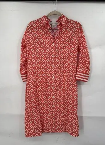 Gretchen Scott Geometric Mini Shirt Dress Women XXS Orange White Artsy Retro