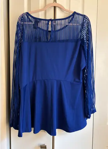 Ashley Stewart Royal Blue Puff-Sleeve Peplum Blouse – Size 18/20 – NWT MSRP $40