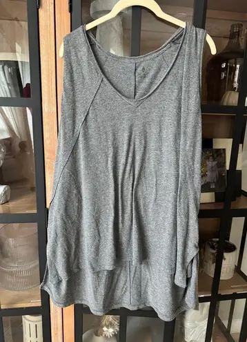 FP movement tee sleeveless tunic city vibes tank pockets v neck oversized raw Gray