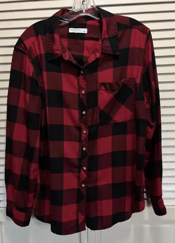 Arizona Jeans Arizona Jean Co Flannel Red/Black Button Up Long Sleeve Shirt Size L Soft Warm