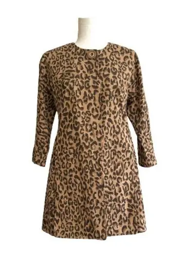 Carol Anderson by Invitation Animal Print Pockets Longer Duster Jacket Size XS