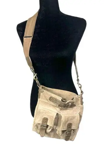 Mi Mo Vintage Raw Leather Buckle Western Crossbody Bag Brown