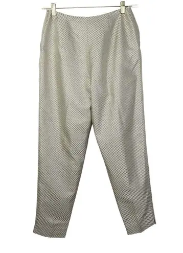 Jones New York Silk Cream Geometric Satin Trousers Silk Dress Pants Size 6 28" Black